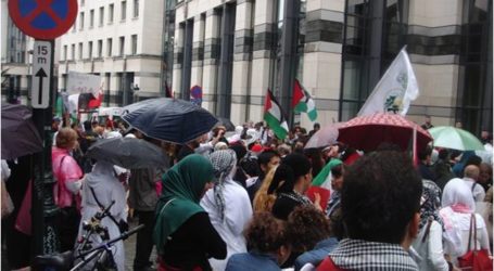 بروكسل: مئات الأشخاص يطالبون بإنهاء الحصار الإسرائيلي على غزة