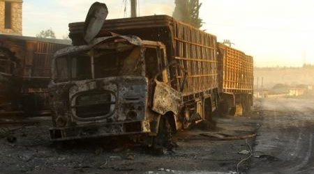 قافلة المساعدات السورية رصدت من الجو قبل التعرض للهجمات