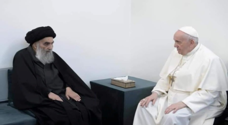 البابا والسيستاني يبحثان تحديات الإنسانية ومعاناة الفلسطينيين